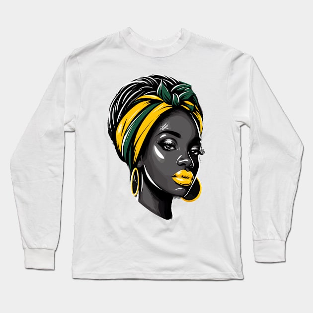 Black Woman Afrocentric Long Sleeve T-Shirt by Graceful Designs